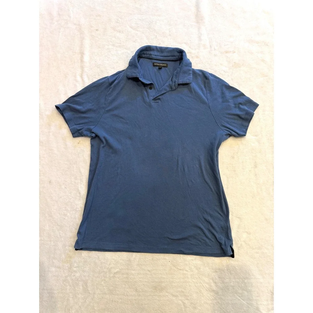 Banana Republic Mens Blue Short Sleeve Polo Shirt Large Classic Fit Jersey